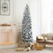 Costway 7.5Ft Unlit Hinged Snow Flocked Artificial Pencil Christmas Tree with 641 Tips
